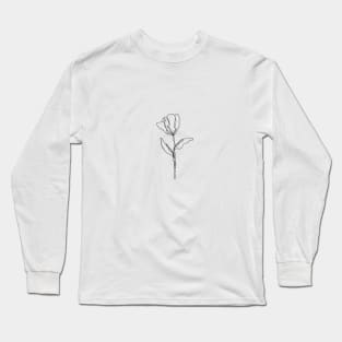 Wildflower Line Art | Floral Botanical Minimalist Lineart Long Sleeve T-Shirt